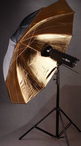 Studiový deštník 153cm zlatý/černý