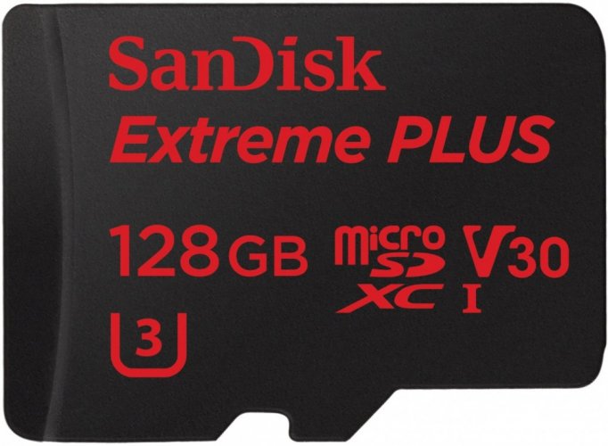 SanDisk Extreme Plus microSDXC 128GB 100 MB/s A1 Class 10 UHS-I V30 + adapter