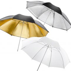 Walimex 3 odrazné/priesvitné štúdiové dáždniky 84cm