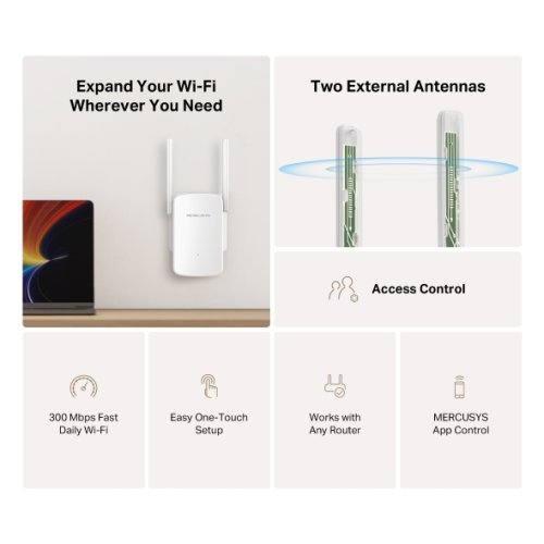 Extender WiFi TP-Link Mercusys ME12 AP/Extender/Repeater, 2,4 GHz, 1x LAN