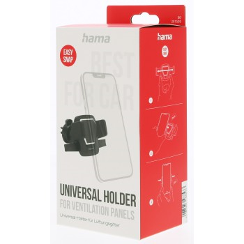 Hama Easy Snap, držák telefonu do auta, do mřížky ventilace, otočný o 360°, univerzální