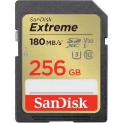 SanDisk Extreme 256 GB SDXC Speicherkarte 180 MB/s und 130 MB/s UHS-I, Class 10, U3, V30