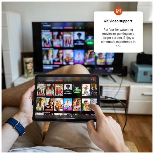 FIXED USB-C na HDMI kabel, USB-C 3.1 Gen 2 18Gbps, HDMI 2.0 4K60Hz, 2m, šedý