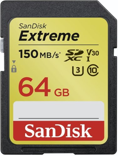 SanDisk Extreme SDXC 64GB 150 MB/s Class 10 UHS-I U3 V30
