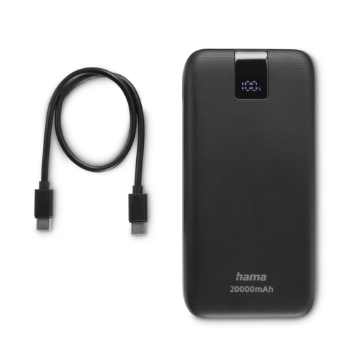 Hama PD 20 powerbank, 20000 mAh, 3 výstupy: 2x USB-C, 1x USB-A, LED displej, PD, Qualcomm
