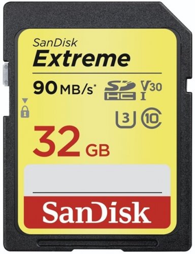 SanDisk Secure Digital 32GB Extreme, SDHC 90MB/s Class 10 UHS-1 U3 V30