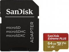 SanDisk Extreme Plus micro SDXC 64GB 170 MB/s A2 C10 V30  UHS-I U3 + Adapter