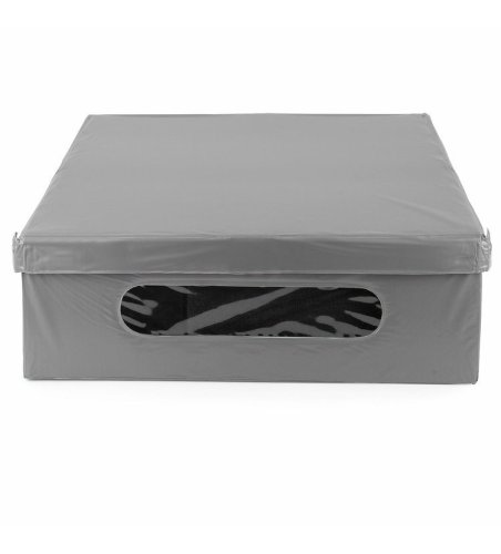 Compactor Skládací úložná krabice, karton potažený PVC, 58 x 48 x 16 cm, šedá