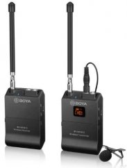Boya BY-WFM12 bezdrôtový mikrofónny 12kanálový VHF systém vysielač, prijímač a lavaliérový mikrofón