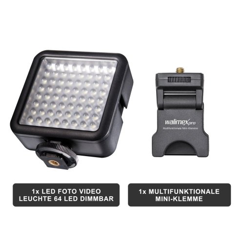 Walimex pro LED Leuchte 64 mit Mini-Klemme