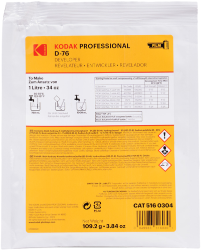 Kodak Professional D-76 Film Developer Powder To Make 1L