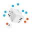Adaptér FIXED Cestovné pre EÚ, UK a USA/AUS, s 3xUSB-C a 2xUSB výstupom, GaN, PD 65W, biely