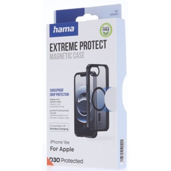 Hama Extreme Protect, kryt pro Apple iPhone 16e, magnetický, D3O®, černý Hama Extreme Protect, kryt pro Apple iPhone 16e, magnetický, D3O®, černý