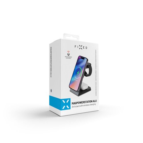 FIXED MagPowerstation ALU bezdrátová nabíječka 3v1 s MagSafe