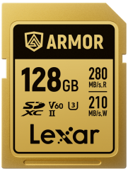 Lexar SDXC ARMOR Gold UHS-II U3, Stainless Steel, IP68 R280/W210 (V60) 128GB