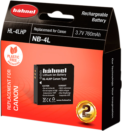 Hähnel HL-4LHP, Canon NB-4L, 760 mAh, 3,7V