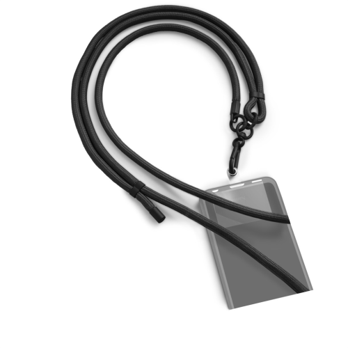 Šňůrka na mobilní telefon Hama, univerzální, nastavitelná, s karabinou, 2 m, černá