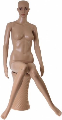 Figurína dámská sedící, světlá barva kůže, výška 135cm
