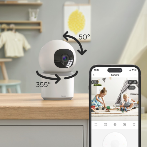 Chytrá domácí WiFi kamera Hama, otáčení/naklápění, noční vidění, Full HD Chytrá domácí WiFi kamera Hama, otáčení/naklápění, noční vidění, Full HD