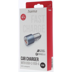 Hama schnelles USB-Autoladegerät USB-C PD, USB-A QC, 38 W