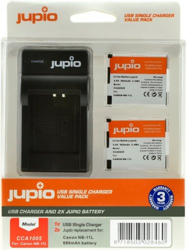 Jupio set 2x NB-11L for Canon, 680 mAh + USB Charger