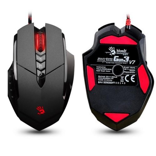 A4Tech BLOODY V7 játékegér, akár 3200DPI, V-Track technológia, 160KB memória, USB, CORE 2, fém betétek