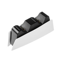Dokovacia stanica FIXED pre dva bezdrôtové ovládače DualSense PlayStation 5, čierno-biela
