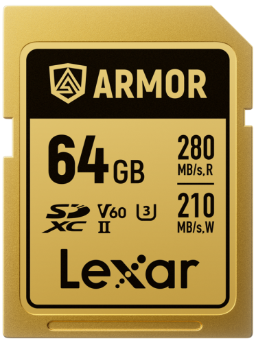 Lexar SDXC ARMOR Gold UHS-II U3, Stainless Steel, IP68 R280/W210 (V60) 64GB