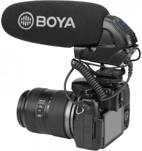 BOYA BY-BM3032 Superkardioidní kondenzátorový video mikrofon s přepínačem zesílení