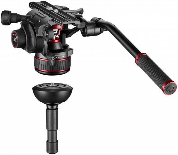 Manfrotto Nitrotech 612 Fluid Video Head with MVTTWINMC Carbon Fibre Twin Leg Tripod with Middle Spreader