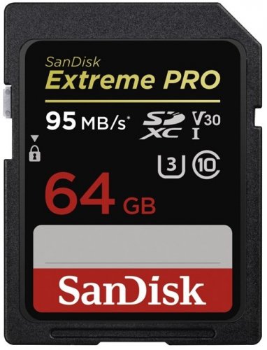 SanDisk Secure Digital 64GB Extreme Pro, SDXC 95MB/s Class 10 UHS-1 U3 V30