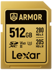 Lexar SDXC ARMOR Gold UHS-II U3, Stainless Steel, IP68 R280/W210 (V60) 512GB
