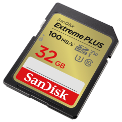 SanDisk Extreme PLUS 32GB SDHC Speicherkarte 100MB/s und 60MB/s, UHS-I, Class 10, U3, V30