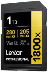 Lexar SDXC Pro 1800x U3 UHS-II R280/W210 (V60) 1TB