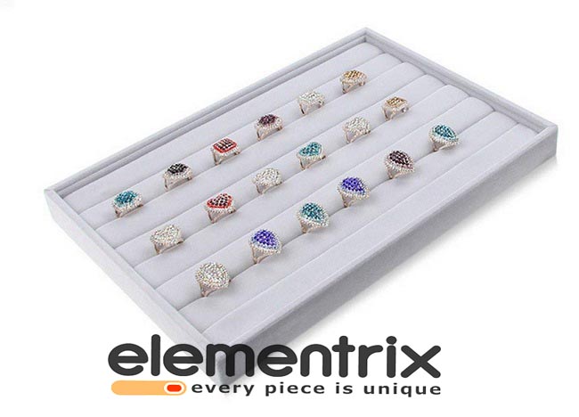 Plato na uložení, vystavení prstýnků PT12 šedý samet (PT12)