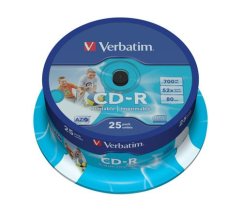 Médium Verbatim CD-R 700MB 80 min 52x Crystal Printable 25-cake