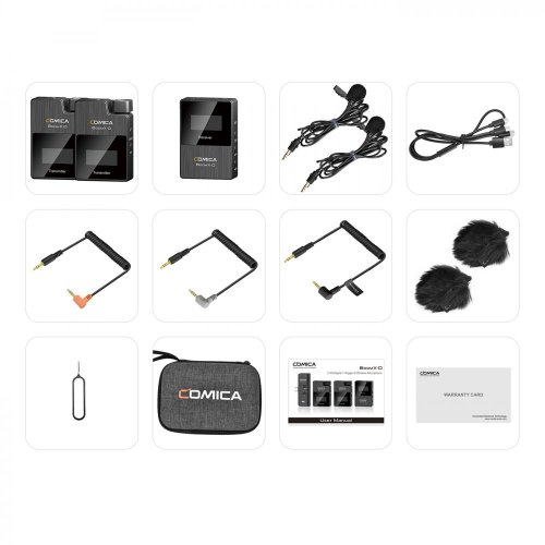 Comica BoomX-D D2 Audio Ultrakompaktes digitales drahtloses 2-Personen-Mikrofonsystem für spiegellose/DSLR-Kameras (2,4 GHz)
