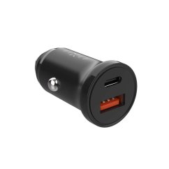 Încărcător auto FIXED cu ieșire USB-C și USB și suport PD, 20W, negru
