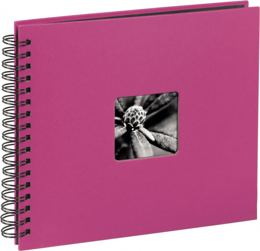FINE ART 28x24 cm, Foto 10x15 cm/100 Stück, 50 Seiten, Schwarze Blätter (Pink)
