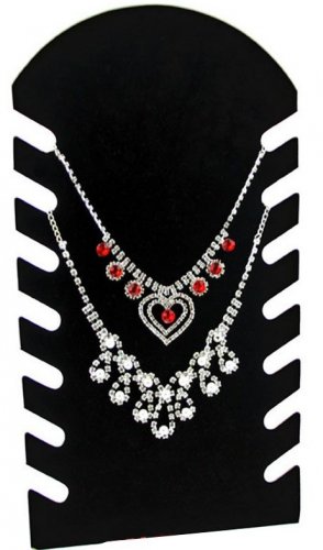 Neckline jewelry display, black velvet, 35 cm
