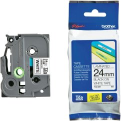 Páska Brother TZE-251, 24mm, bílá/černá, laminovaná, délka 8m