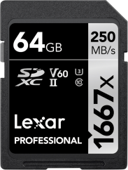 Lexar SDXC Pro 1667X UHS-II U3 R250/W120 (V60) 64GB
