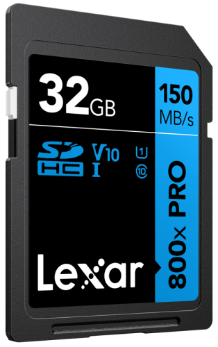 Lexar SDHC 800x Pro UHS-I cards, C10 (V10) U1, R150, 32GB