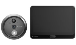 Chytré dverové kukátko Ezviz HP4 s kamerou, WiFi, 2K, 4,3" monitor, napájanie zo siete a batérie, čierne