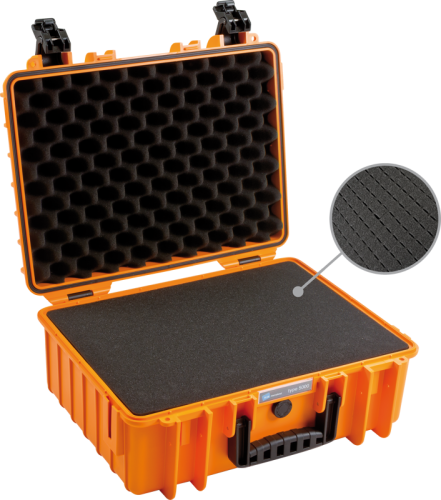 B&W Outdoor Koffer Typ 5000 mit Schaumstoff Orange