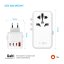 Adaptér FIXED Cestovné Voyager 120W pre EÚ, UK a USA/AUS, s 3xUSB-C a 1xUSB výstupom, GaN, PD 120W, biely