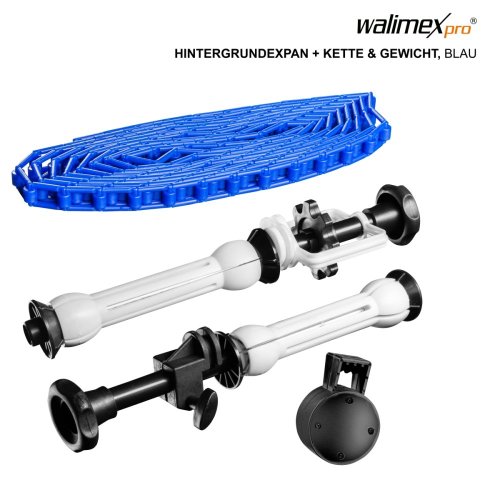 Walimex Hintergrundexpan + Kette & Gewicht, blau
