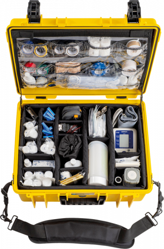 B&W Outdoor Koffer Type 6000 mit medizinischem Notfall-Kit Gelb
