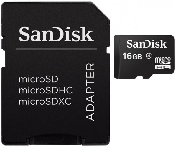 Sandisk Secure Digital Micro, SDHC Micro 16GB Class 4 +Adapter