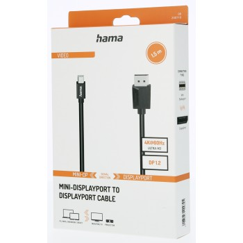 Hama kábel Mini DisplayPort na DisplayPort 1,5 m, UHD/4K